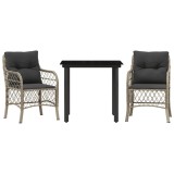 Cumpara ieftin Set bistro cu perne, 3 piese, gri deschis, poliratan