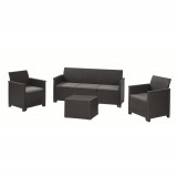 Cumpara ieftin Set mobilier gradina 5 locuri cu masuta depozitare graphite Keter Elodie