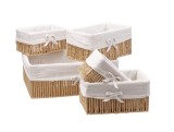 Set 5 cosuri depozitare hartie natur textil alb 21 x 13 x 11 cm, 25 x 17,5 x 13 cm, 40 x 30 x 15 cm