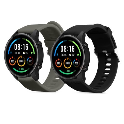 Set 2 Curele Kwmobile pentru Xiaomi Mi Watch/Mi Watch Color Sport, Gri/Negru, Silicon, 58466.05 foto
