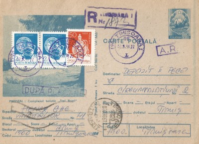 Romania, Predeal, Complexul turistic &amp;quot;Trei Brazi&amp;quot;, c.p.s., circ. intern, 1986 foto