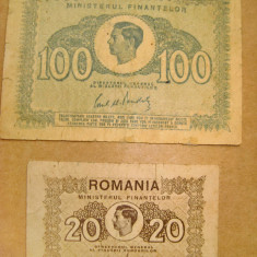 B507- Set 2 bancnote Mihai 1945 circulate. Stare, uzate, acceptabile.