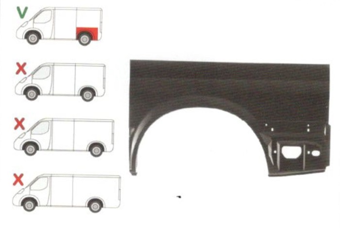 Aripa spate Ford Transit (V184/5) 05.2000-04.2006 , Transit/Tourneo (V347/8) 05.2006-04.2013 Partea Stanga, Lungime 1270 Mm , Inaltime 750 mm, Modelu