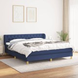 Gossi pat continental cu saltea, albastru, 160x200cm, material textil