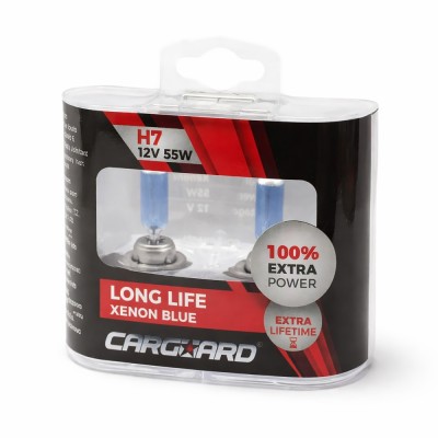 Set 2 Becuri Auto Halogen H7 Long Life, Intensitate +100%, Efect Alb Xenon, 12V, 55W, Sticla Quartz, Durata de Viata Extinsa foto