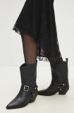 Answear Lab cizme de piele femei, culoarea negru, cu toc drept