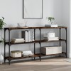 Masuta consola Gossi, stejar fumuriu, 150x29x75 cm, lemn prelucrat, living/hol. Cadru metalic, picioare reglabile