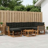 Cumpara ieftin Set de canapele de exterior 7 buc. 6-Locuri Natural si Negru