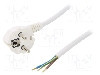 Cablu alimentare AC, 4m, 3 fire, culoare alb, cabluri, CEE 7/7 (E/F) &amp;#351;tecar in unghi, SCHUKO mufa, PLASTROL - W-97183