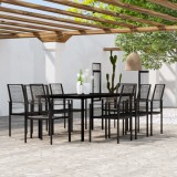 VidaXL Set mobilier de grădină, 9 piese, negru