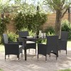 VidaXL Set de masă pentru grădină cu pernă 5 pcs Negru Rattan poli