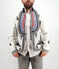 Sacou Traditional Barbati Alb foto