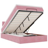 Cumpara ieftin Cadru de pat otoman cu saltea, catifea roz 120x200cm