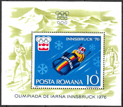 ROM&amp;Acirc;NIA 1976 - LP 902 - JOCURILE OLIMPICE DE IARNĂ DIN INNSBRUCK - COLIȚĂ MNH foto