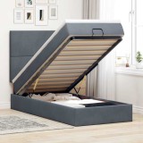 VidaXL Cadru de pat otoman cu saltele Gri &icirc;nchis 100x200cm catifea 3313380
