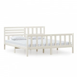 Cumpara ieftin Cadru de pat Super King, alb, 180x200 cm, lemn masiv