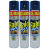 3 x Raid MAX, Spray pentru insecte taratoare, gandaci, 3 x 400ml