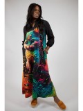 Cumpara ieftin Rochie Maxi Neon Neko, Buzunare, Maneca Lunga, Talie Unica S-XL, Imprimeu Pisica, Multicolor