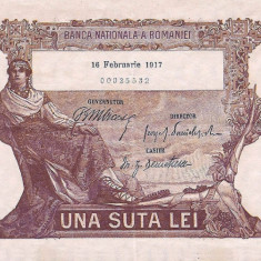 REPRODUCERE bancnota 100 lei 16 februarie 1917 Romania