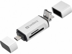 Cititor de carduri SD, MicroSD cu conectare USB-C, USB, MicroUSB Sandberg 136-28, argintiu foto