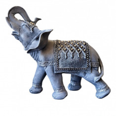 Statueta decorativa, Elefant cu perle, Argintiu, 28 cm, DVSAK022G