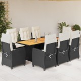 Cumpara ieftin Gossi set mobilier de gradina cu perne, 9 piese, negru, poliratan