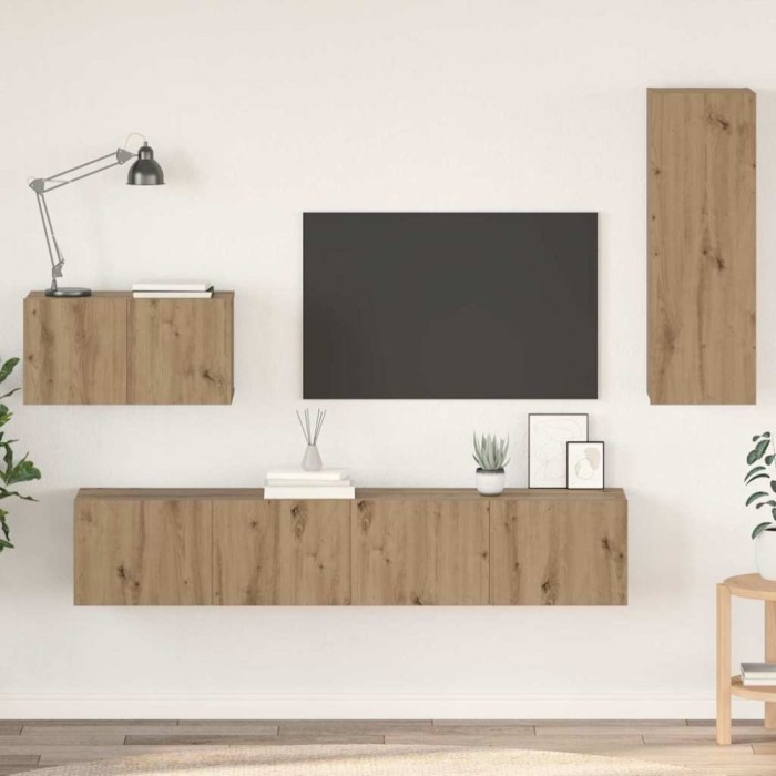 vidaXL Dulap pentru TV pe Perete Pe perete 4 pcs stejar artizanal 3393467