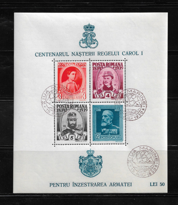 ROMANIA 1939-PT.INZESTRAREA ARMATEI, BLOC.DANT.&quot;ZIUA MARINEI&quot; MNH - LP 133-1