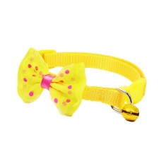 Zgarda ajustabila cu fundita pentru caini si pisici, 22-33cm/10mm, Galben, Ropet