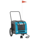 Cumpara ieftin Remorca bicicleta animale companie, albastru/gri, oxford/fier