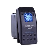 Cumpara ieftin Buton comutator Intrerupator ON OFF INTERIOR LIGHT cu martor luminos albastru - 12V 24V, rezistent la apa