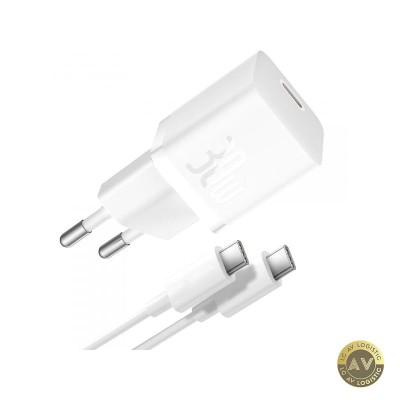 Incarcator Retea Cu Cablu USB-C Baseus GaN5S 30W 3A 1 x USB-C Alb P10110902213-00 foto