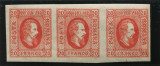 1865 , Lp 17 , Cuza 20 Par rosu / h. alba , straif de 3 timbre - MNH, Nestampilat