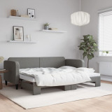 Cumpara ieftin Pat de zi cu extensie, gri &icirc;nchis, 80x200 cm, textil