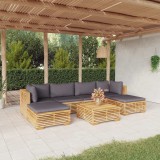 VidaXL Set mobilier grădină cu perne, 7 piese, lemn masiv de tec