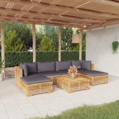 vidaXL Set mobilier grădină cu perne, 7 piese, lemn masiv de tec 3100892 foto