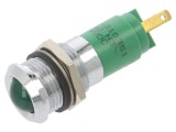 Lampă LED convexă verde 24VDC EAO &Oslash;14mm 10mm LED