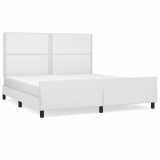 Cumpara ieftin Cadru de pat cu tablie, alb, 180x200 cm, piele ecologica