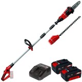 Einhell GE-HC 18 Li T PXC + Twinpack + 4514095 - Drujba 20 cm 3.76 m/s accesorii + Set 2 acumulatori si incarcator Li-Ion 18 V 4 Ah