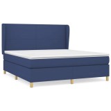 Cumpara ieftin Pat continental cu saltea, albastru, 160x200cm, material textil