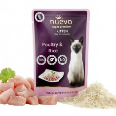 Pliculeț NUEVO CAT Kitten Păsări de curte și orez 85 g