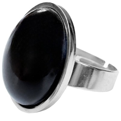 Inel cu Onix, piatra mare 25 mm, cristal natural reconstruit, reglabil foto