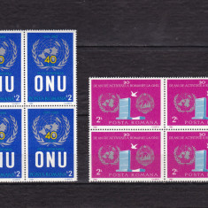 ROMANIA 1986 LP 1141 LP 1142 ONU BLOCURI DE 4 TIMBRE MNH