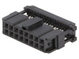 Mufă IDC Mamă 16 PIN Aurit Neagră pentru Cablu-Bandă 1.27mm
