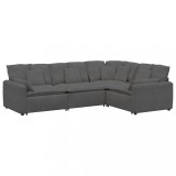 Cumpara ieftin Canapea modulara cu perne, gri inchis, tesatura velur