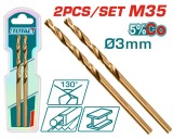 TOTAL - SET 2 BURGHIE PENTRU METAL M35 HSS - 3MM (INDUSTRIAL) PowerTool TopQuality
