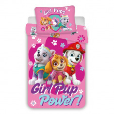 Lenjerie de pat Paw Patrol Girl Power, 2 Piese, 100A 135 cm, 40A 60 cm, 100% Bumbac