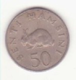 Tanzania 50 senti 1966 , primul an de batere - iepure.