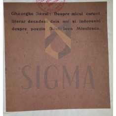 DESPRE MICUL CURENT LITERAR DECADENT DELA NOI SI INDEOSEBI DESPRE POEZIA D LUI IOAN MINULESCU