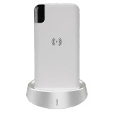 Power bank V-Tac, 8000 mAh, stand incarcare wireless, USB, Alb